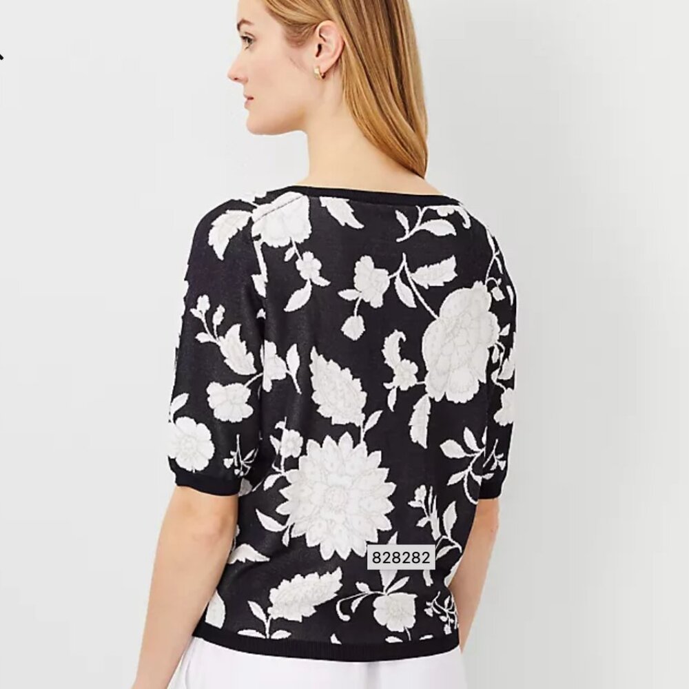 ANN TAYLOR NWT Floral Jacquard Sweater - Picture 3 of 3